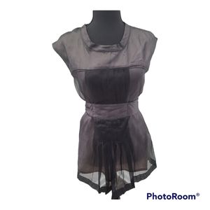 Zara Basic Sheer Black Sleeveless Top